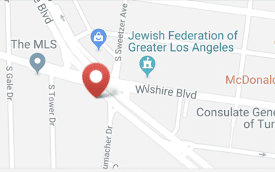 Map with red pin at Wilshire Boulevard