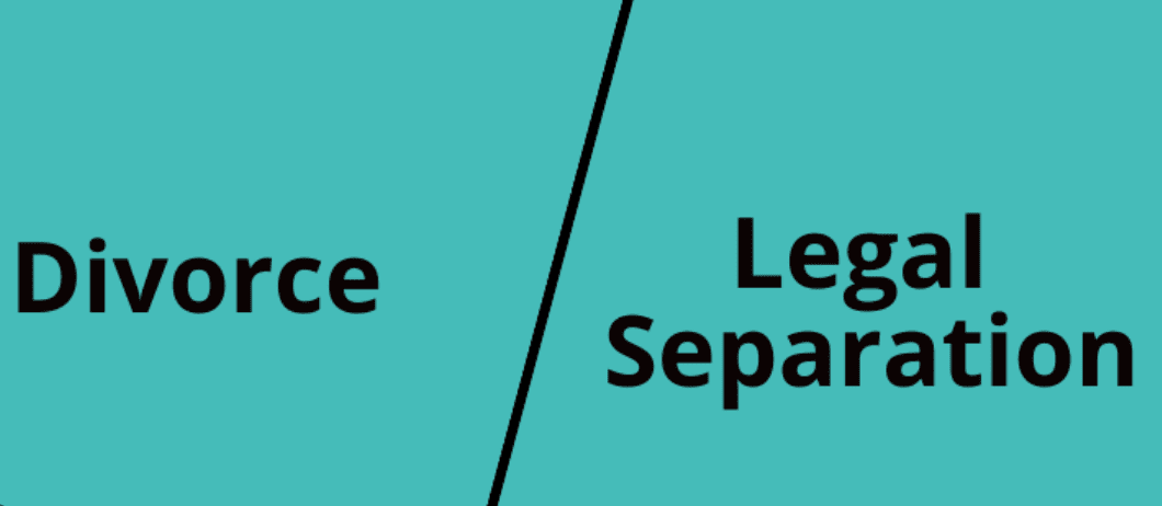 Divorce and legal separation text graphic